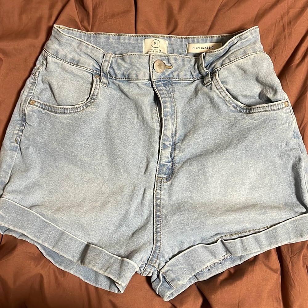 High Waisted Light Wash Jean Shorts
